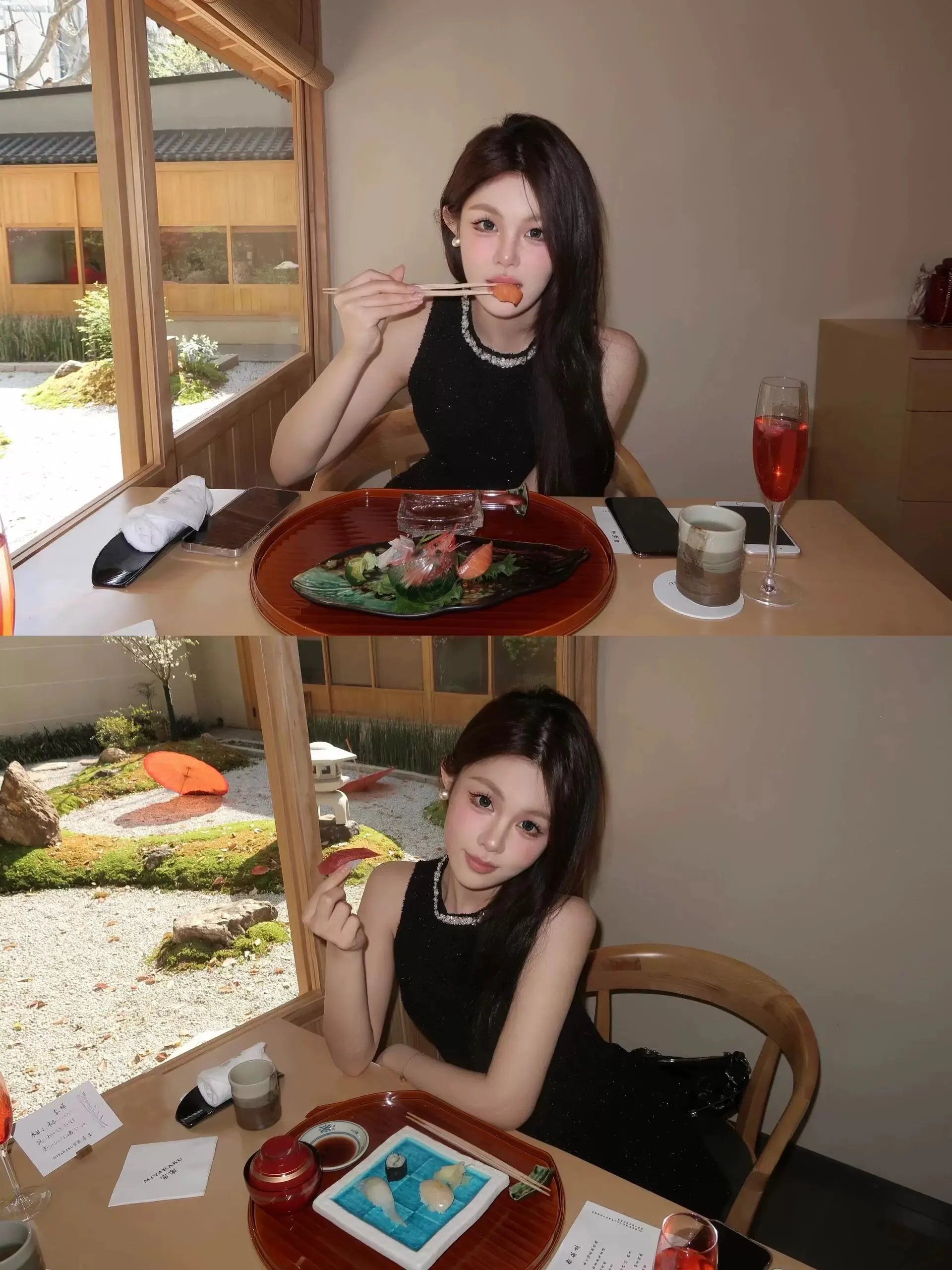 Beautiful hot girl waist dress women's autumn French temperament high-end little black dress birthday dress short skirt