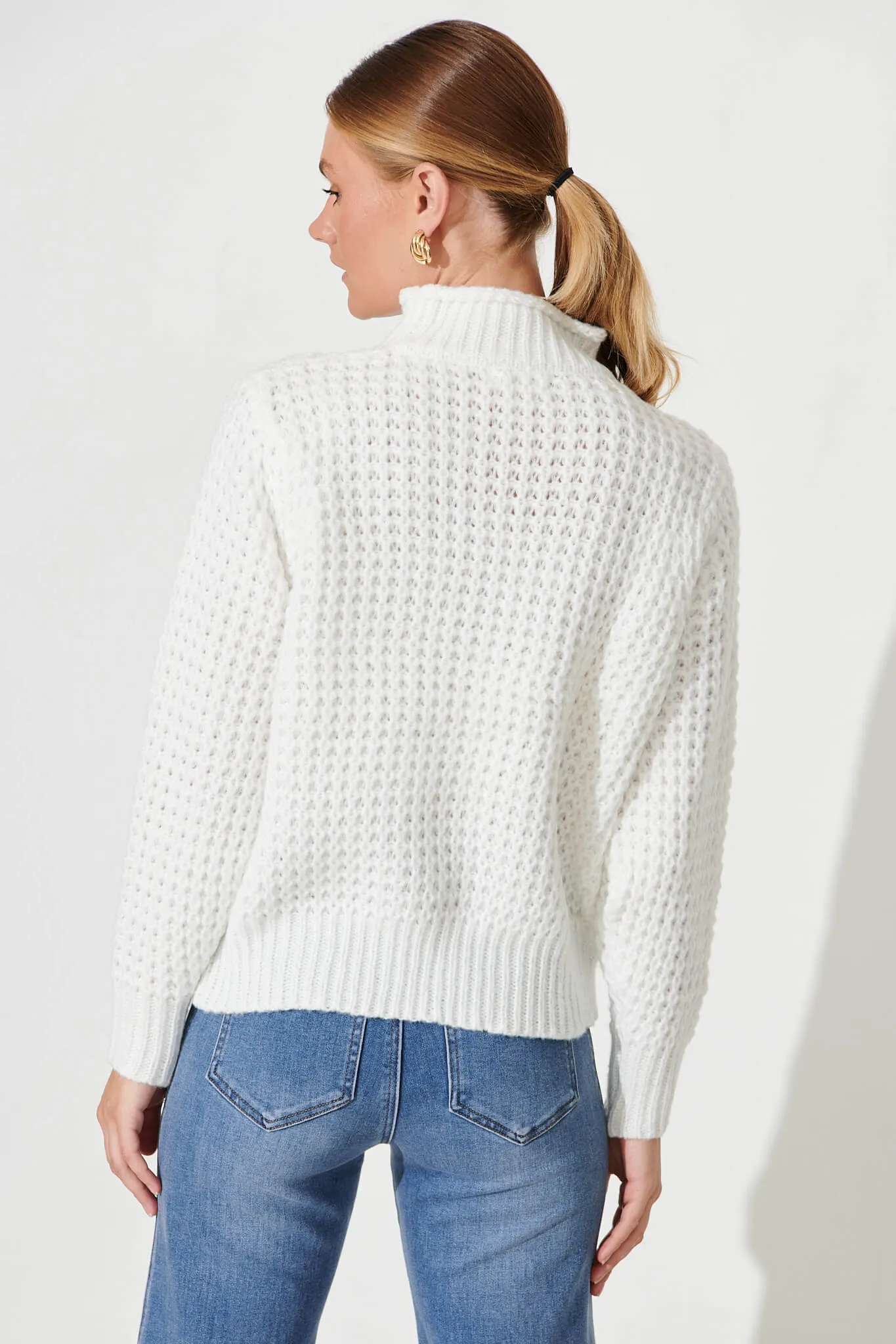 Madeleine Knit In White Wool Blend