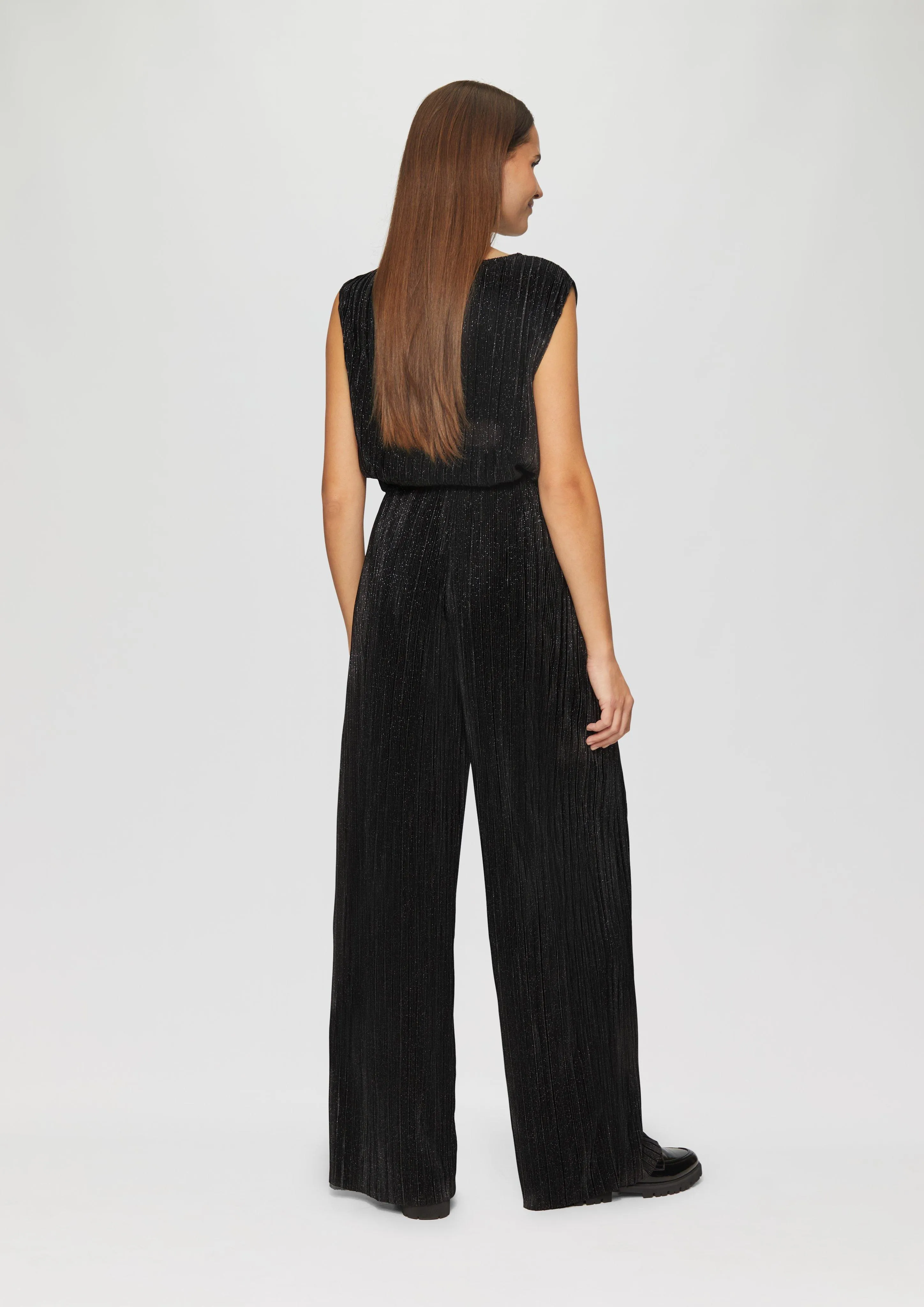 Pleated wide-leg trousers with glitter yarn