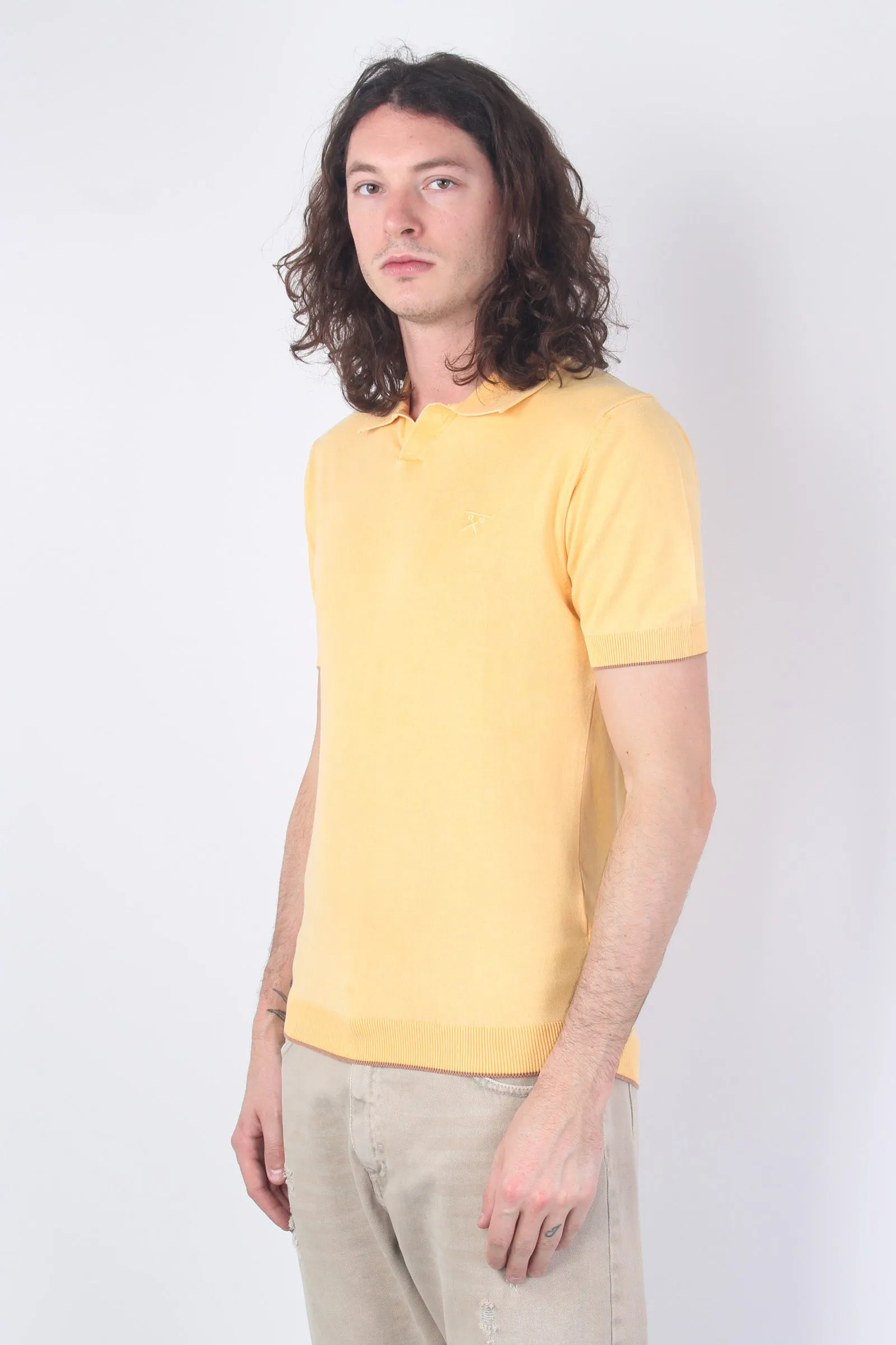 Stone Tangerine Buttonless Polo